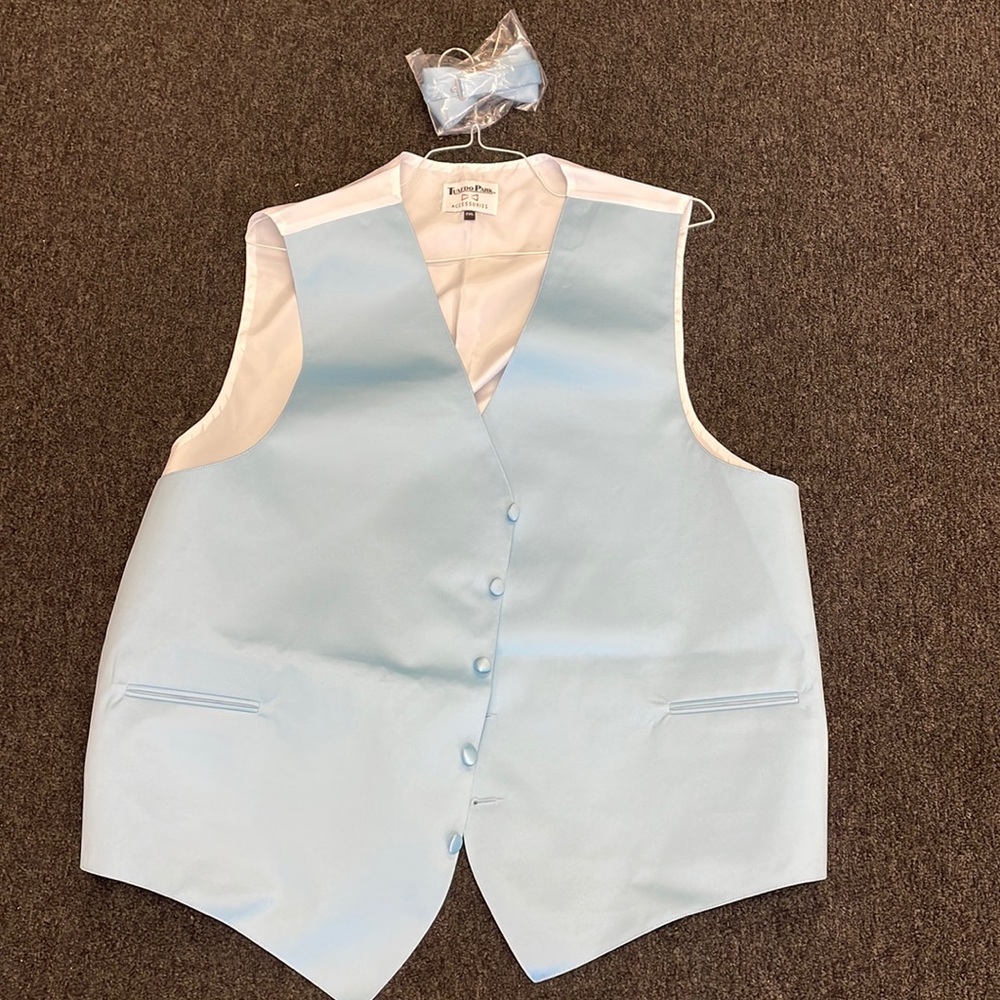 New Powder blue tuxedo vest and bow tie size 2X by tuxedo park